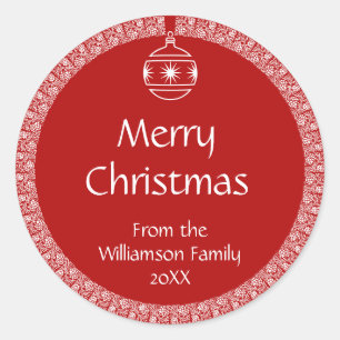 Gepersonaliseerde Art Nouveau Retro Kerstversierin Ronde Sticker