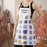 Gepersonaliseerde artiesten schort<br><div class="desc">Dit Artist's Studio schort is ingericht met een abstract waterverf in gedempte tinten. Gemakkelijk aan te passen. Maakt een perfect cadeau voor iemand die van schilderen houdt. Originele Waterverf © Michele Davies.</div>