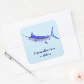 Gepersonaliseerde artistieke blauwe marlijn vis vierkante sticker (Envelop)