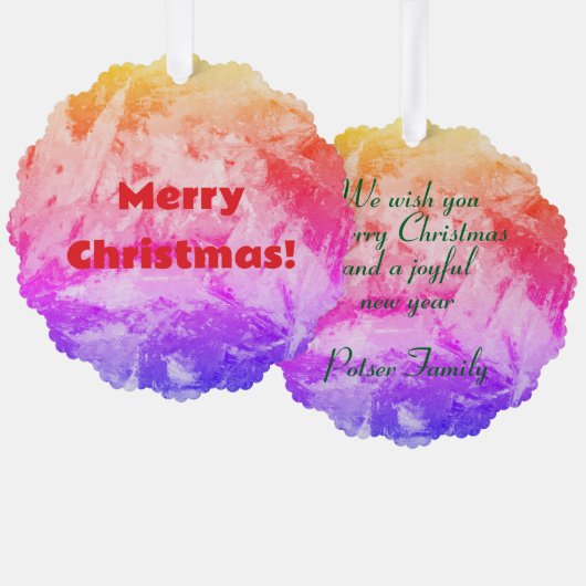 Gepersonaliseerde artistieke kerst ornament kaart (Voorkant / Achterkant)