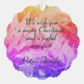 Gepersonaliseerde artistieke kerst ornament kaart (Achterkant)