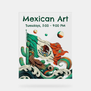 Gepersonaliseerde artistieke Mexicaanse vlag en ad Acryl Bord