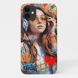 Gepersonaliseerde artistieke schattig meisje Stree Case-Mate iPhone Case