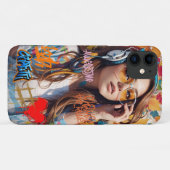Gepersonaliseerde artistieke schattig meisje Stree Case-Mate iPhone Case (Achterkant (horizontaal))