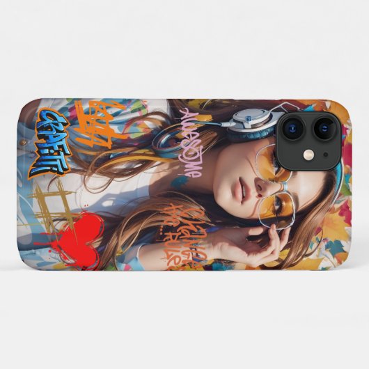 Gepersonaliseerde artistieke schattig meisje Stree Case-Mate iPhone Case (Achterkant (horizontaal))