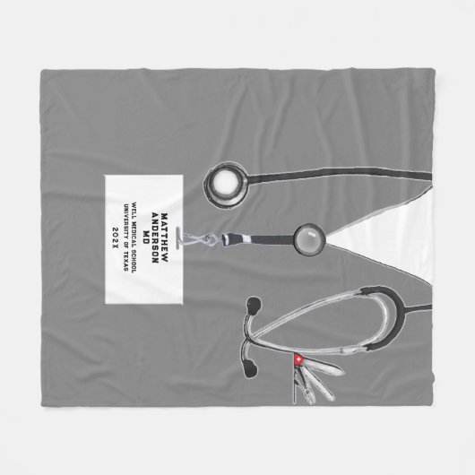 Gepersonaliseerde arts fleece deken (Voorkant (Horizontaal))