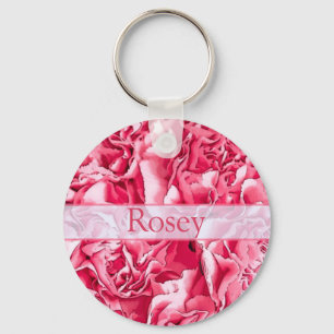 Gepersonaliseerde Artsy Pink Rose Name Sleutelhang Sleutelhanger