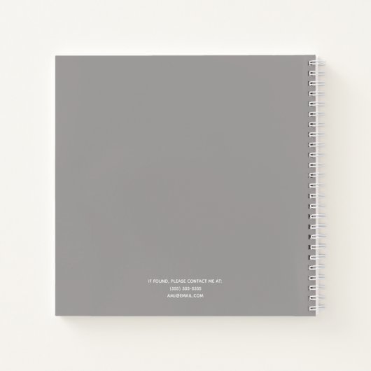 Gepersonaliseerde Ash Grijs & Wit Schetsboek Notitieboek (Achterkant)