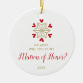 Gepersonaliseerde Asking Matron van Honor Snowflak Keramisch Ornament (Voorkant)