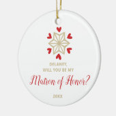 Gepersonaliseerde Asking Matron van Honor Snowflak Keramisch Ornament (Links)