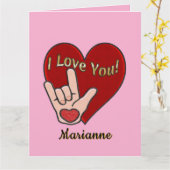 Gepersonaliseerde ASL I Love You Kaart (Gele Bloem)