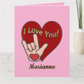 Gepersonaliseerde ASL I Love You Kaart (Voorkant)