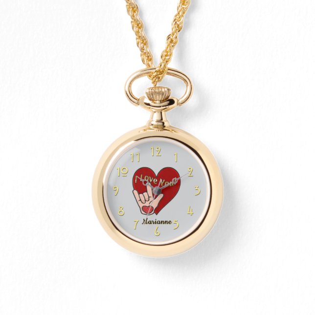 Gepersonaliseerde ASL I Love You Watch Horloge (Voorkant)