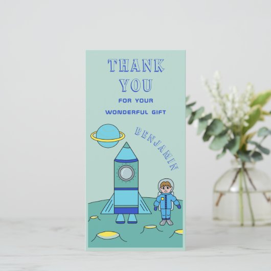 Gepersonaliseerde Astronaut Boy in Space Bedankt (Staand voorkant)