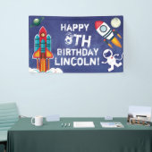 Gepersonaliseerde astronaut buitenruimte Happy Bir Spandoek (Beurs)