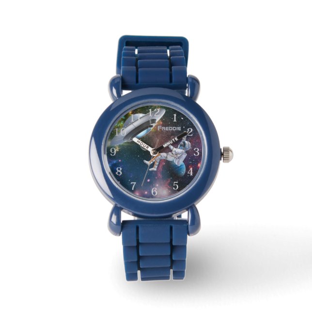 Gepersonaliseerde astronaut en vliegende schotel horloge (Voorkant)