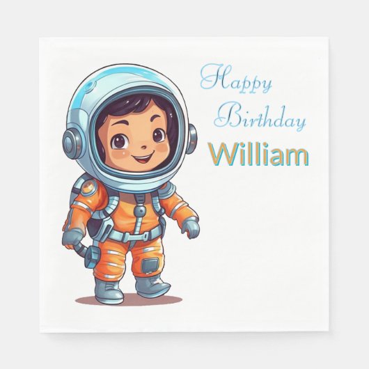 Gepersonaliseerde astronaut Gelukkige Verjaardag Servet (Voorkant)