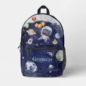 Gepersonaliseerde Astronaut Planet Galaxy Boys Bedrukte Rugzak (Voorkant)