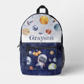Gepersonaliseerde Astronaut Planet Galaxy Kinder Bedrukte Rugzak (Voorkant)