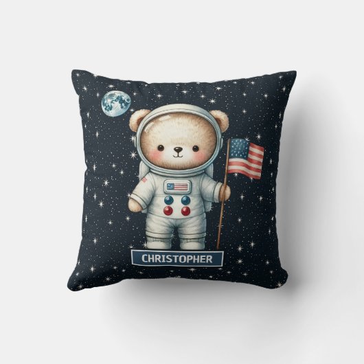 Gepersonaliseerde astronaut Teddy Bear Kussen Baby (Achterkant)