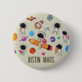 Gepersonaliseerde astronauten en planeten terug na ronde button 5,7 cm