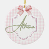 Gepersonaliseerde Athena Baby Girl Nursery Bow & G Keramisch Ornament (Voorkant)