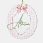 Gepersonaliseerde Athena Baby Girl Nursery Bow & G Keramisch Ornament (Links)