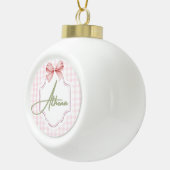 Gepersonaliseerde Athena Baby Girl Nursery Bow & G Keramische Bal Ornament (Rechts)