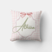Gepersonaliseerde Athena Baby Girl Nursery Bow & G Kussen (Voorkant)