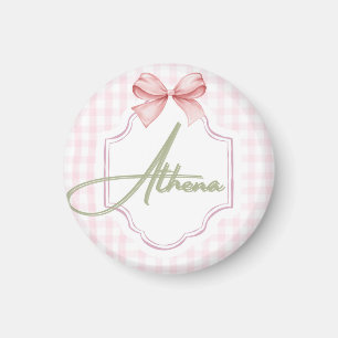 Gepersonaliseerde Athena Baby Girl Nursery Bow & G Magneet