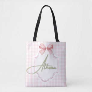 Gepersonaliseerde Athena Baby Girl Nursery Bow & G Tote Bag