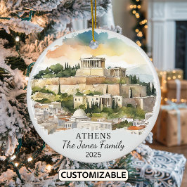 Gepersonaliseerde Athens Ornament, Griekenland Gif Keramisch Ornament