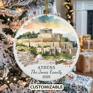 Gepersonaliseerde Athens Ornament, Griekenland Gif Keramisch Ornament