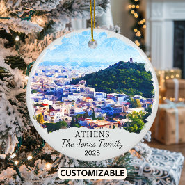 Gepersonaliseerde Athens Ornament, Griekenland Gif Keramisch Ornament