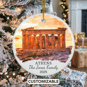 Gepersonaliseerde Athens Ornament, Griekenland Gif Keramisch Ornament