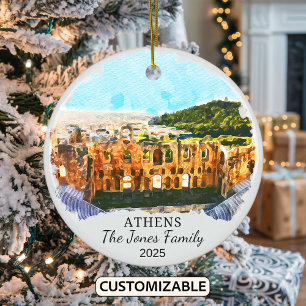 Gepersonaliseerde Athens Ornament, Griekenland Gif Keramisch Ornament