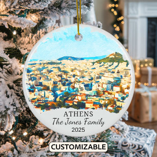 Gepersonaliseerde Athens Ornament, Griekenland Gif Keramisch Ornament