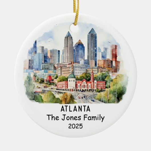Gepersonaliseerde Atlanta Ornament, Georgia Keramisch Ornament (Voorkant)