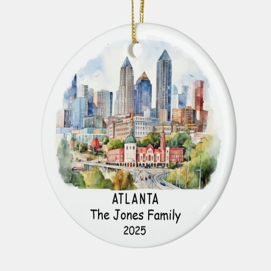 Gepersonaliseerde Atlanta Ornament, Georgia Keramisch Ornament (Links)