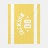 Gepersonaliseerde atleet naam en nummer geel fleece deken (Voorkant)