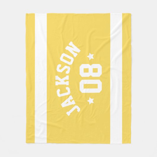 Gepersonaliseerde atleet naam en nummer geel fleece deken (Voorkant)