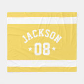 Gepersonaliseerde atleet naam en nummer geel fleece deken (Voorkant (Horizontaal))