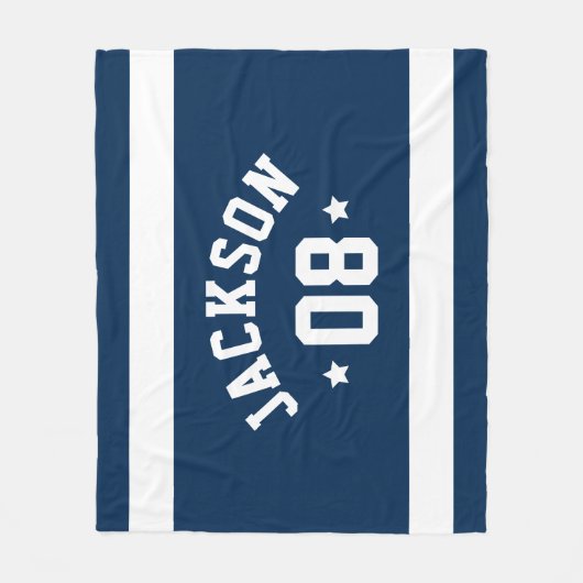 Gepersonaliseerde atleet Naam en nummer Navy Blue Fleece Deken (Voorkant)