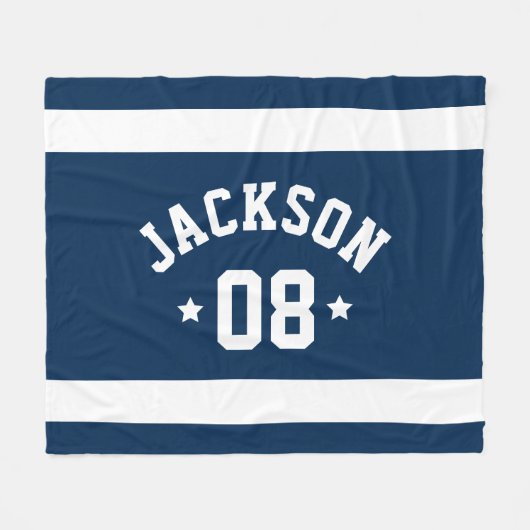 Gepersonaliseerde atleet Naam en nummer Navy Blue Fleece Deken (Voorkant (Horizontaal))
