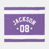 Gepersonaliseerde atleet naam en nummer Paarse Fleece Deken (Voorkant (Horizontaal))