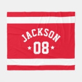 Gepersonaliseerde atleet naam en nummer rood fleece deken (Voorkant (Horizontaal))