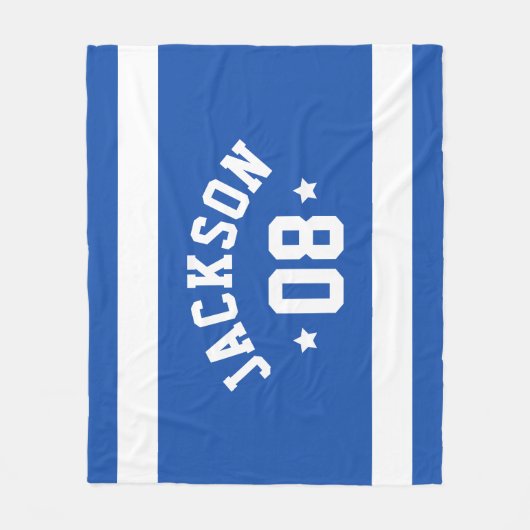 Gepersonaliseerde atleet naam en nummer Royal Blue Fleece Deken (Voorkant)