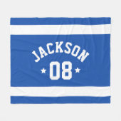 Gepersonaliseerde atleet naam en nummer Royal Blue Fleece Deken (Voorkant (Horizontaal))