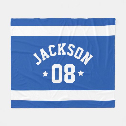 Gepersonaliseerde atleet naam en nummer Royal Blue Fleece Deken (Voorkant (Horizontaal))
