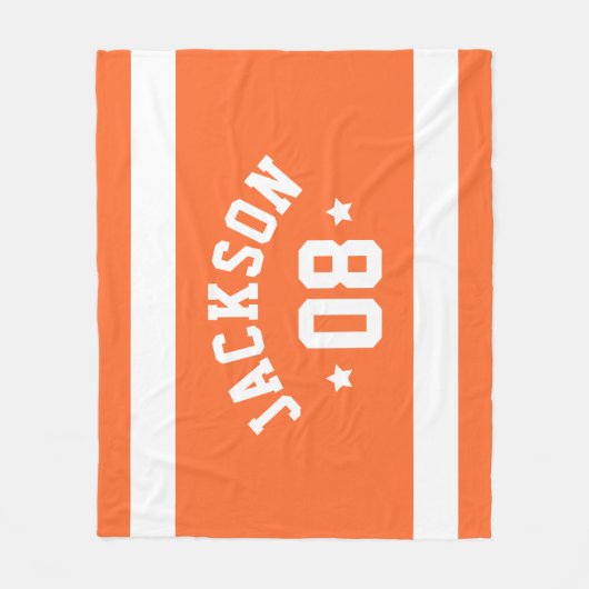 Gepersonaliseerde atleet naam en nummer Sinaasappe Fleece Deken (Voorkant)